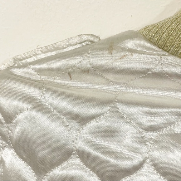Southpole Large Y2K Metallic White‎ Quilted Puffer Cropped Jacket - Picture 4 of 6